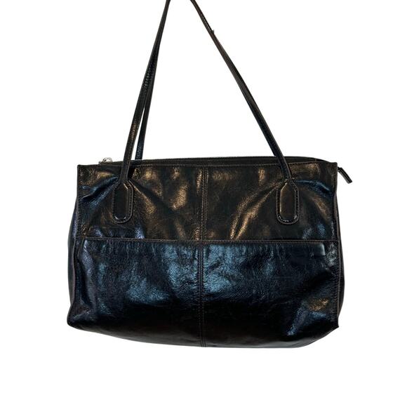 Hobo International Friar Black Distressed Leather Shoulder Bag Purse Boho Bag - Picture 2 of 6